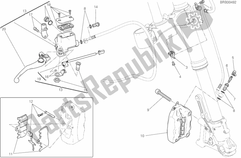 All parts for the Front Brake System of the Ducati Scrambler Flat Track Brasil 803 2017